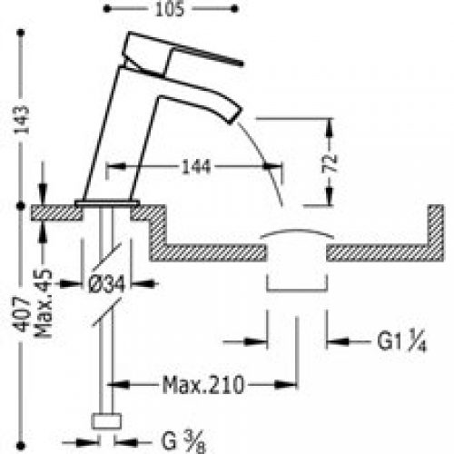 Robinet de lavabo Incliné Blanc TRES CUADRO