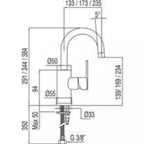 Robinet de lavabo Lex-Tres 27,5cm x 13,3 cm…