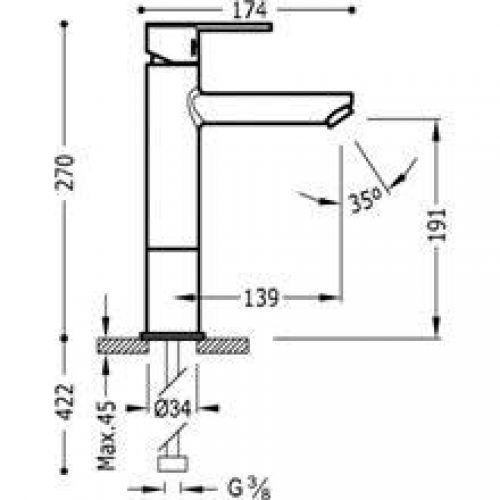 Robinet de lavabo Lex-Tres 27cm x 17,4cm