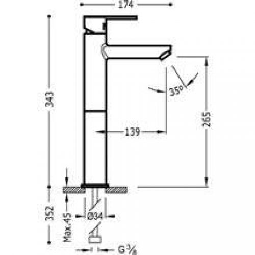Robinet de lavabo Lex-tres 34,3cm x 17,4cm
