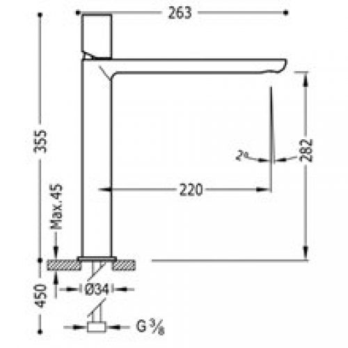 Robinet de lavabo Loft-Tres bec haut