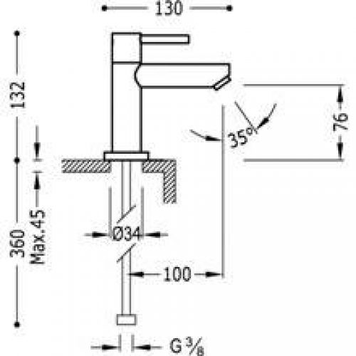 Robinet de lavabo Max-Tres 1 eau avec levier