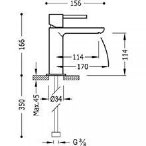 Robinet de lavabo Max-Tres bec cascade avec levier