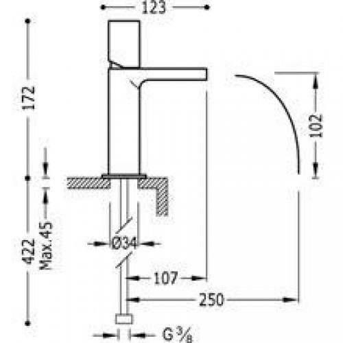 Robinet de lavabo Max-Tres bec cascade ouverte…