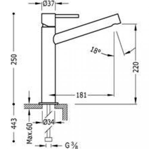 Robinet de lavabo Max-Tres bec moyen avec levier