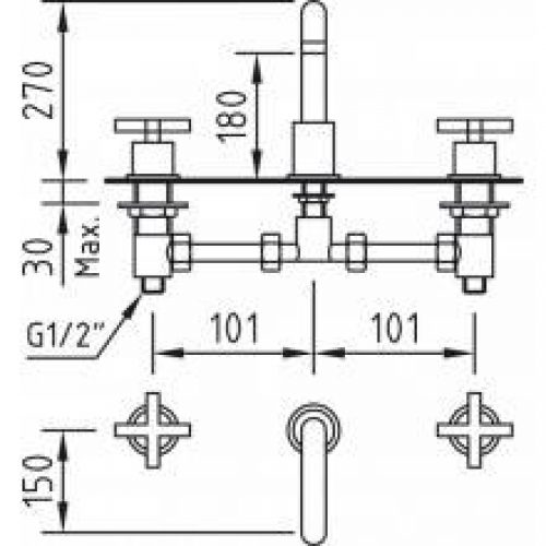 Robinet de lavabo mélangeur manuel de rebord en…