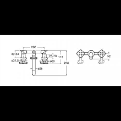 Robinet de lavabo mélangeur manuel mural 19 cm…