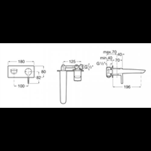 Robinet de lavabo mural Insignia Roca