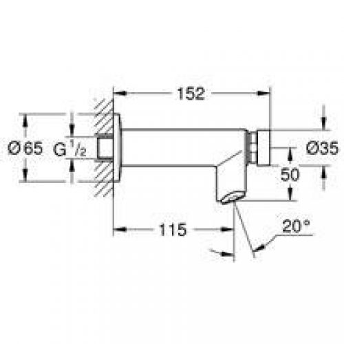 Robinet de lavabo mural temporisé Grohe Euroeco…