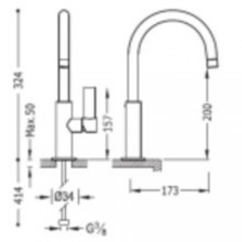 Robinet de lavabo noir moyen avec poignée…