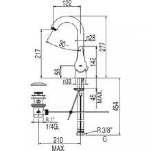 Robinet de lavabo pivotant avec bonde ECO-TRES