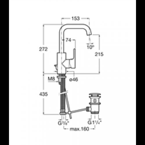 Robinet de lavabo poignée latérale intégrée L20…