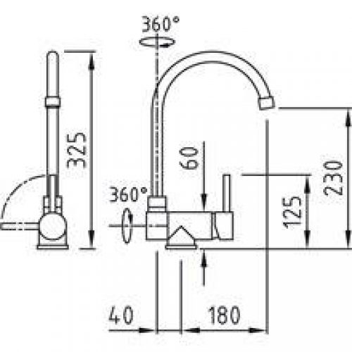 Robinet de lavabo rabattable Caiman