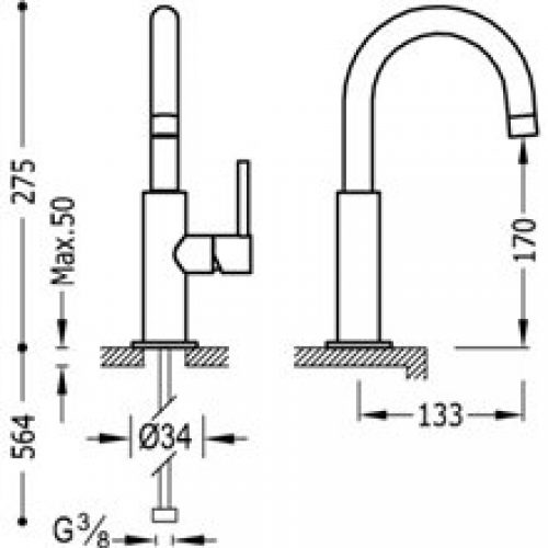 Robinet de lavabo rose en C TRES STUDY M