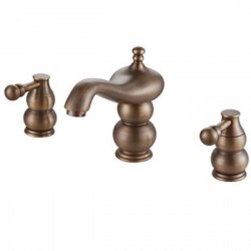 Robinet de lavabo style antique à deux poignées, style contemporain avec finition en cuivre