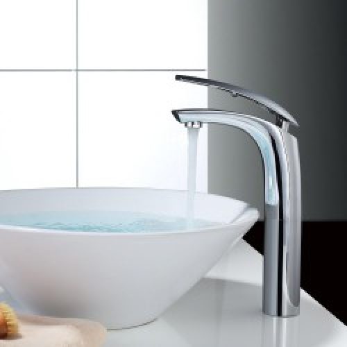Robinet de Lavabo surelevé Mitigeur Chromé pour Vasque à Poser Avec Mousseur ABS Neoperl