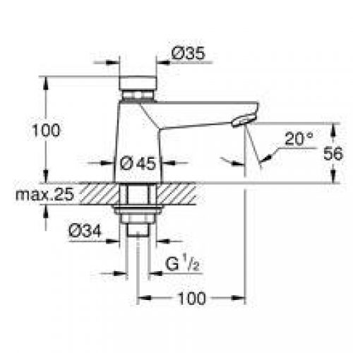 Robinet de lavabo temporisé Grohe Euroeco…