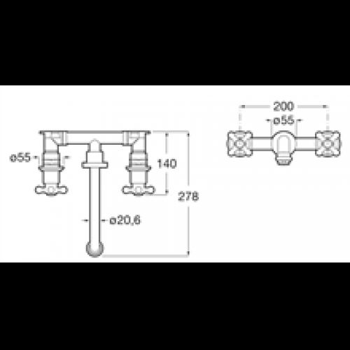 Robinet deux poignées pour lavabo Carmen Roca