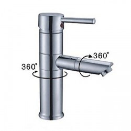 Robinet d&rsquo;évier à bec rotatif (360°) muni d&rsquo;une poignée, finition chromée pour un style contemporain