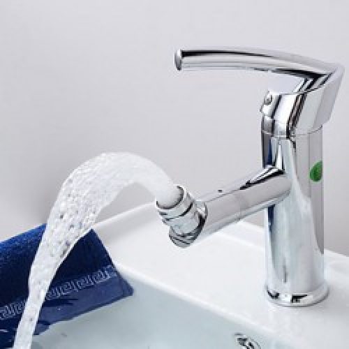 Robinet d&rsquo;évier à bec rotatif (360°) muni d&rsquo;une poignée, un robinet de haute qualité fini en laiton pour un style contemporain