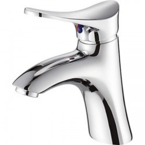 Robinet d&rsquo;évier (court) en chrome style antique muni d&rsquo;une poignée (un seul trou d&rsquo;installation)