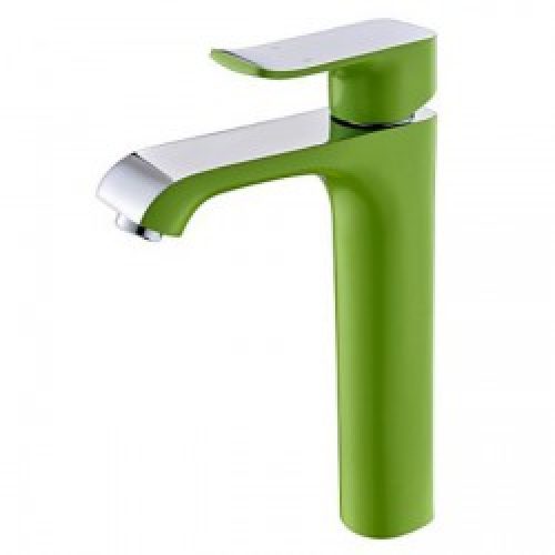 Robinet d&rsquo;évier de style contemporain peint de couleur verte , un robinet à poignée unique muni d&rsquo;un mitigeur (un seul trou)