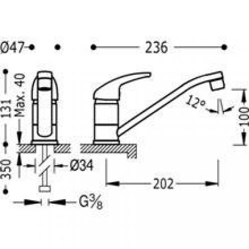 Robinet d’évier droit TRES BASIC