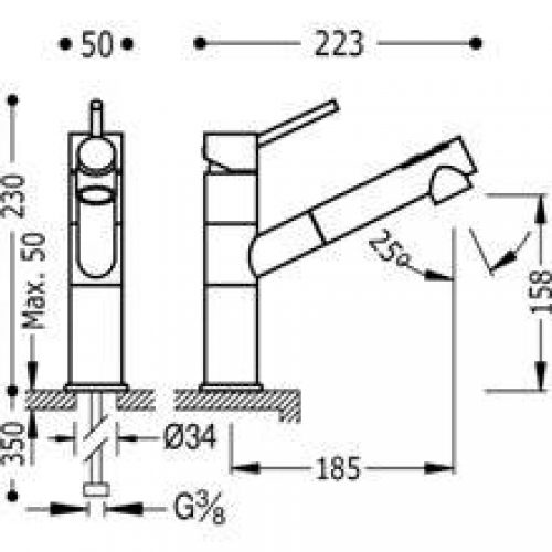 Robinet d’évier extractible 2 fonctions TRES
