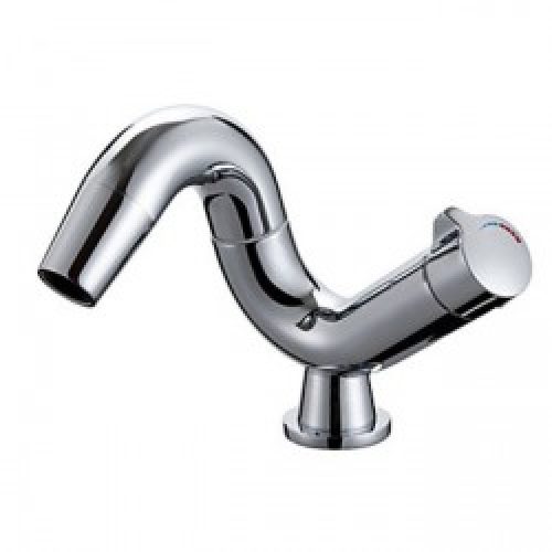 Robinet d&rsquo;évier mitigeur style contemporain fini chrome avec un trou d&rsquo;installation