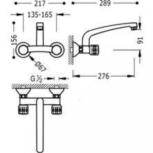 Robinet d’évier mural 28 cm ESE-TRES