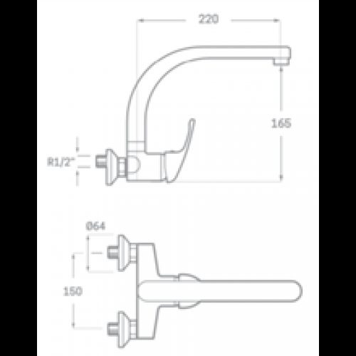 Robinet d’évier mural avec bec Enkel SEVEN
