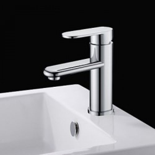 Robinet d&rsquo;évier à poignée unique et design simple, finition en chrome (un seul trou d&rsquo;installation)