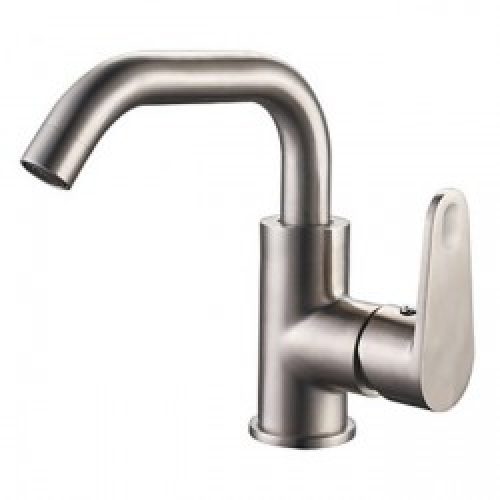 Robinet d&rsquo;évier robuste à poignée unique, robinet de style contemporain fini en métal brossé