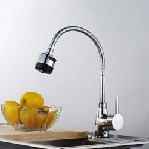 Robinet d&rsquo;évier rotatif avec mitigeur intégré, robinet à poignée unique fini en chrome