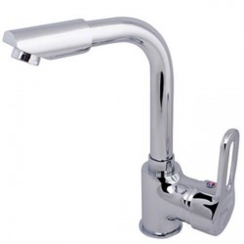 Robinet d&rsquo;évier rotatif avec mitigeur, robinet à poignée unique fini en métal chromé