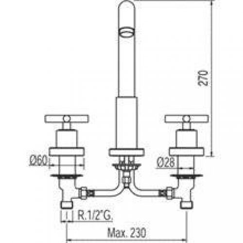 Robinet en batterie lavabo Max-Tres