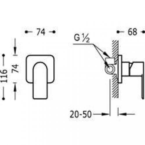 Robinet encastré 1 sortie Loft-TRES
