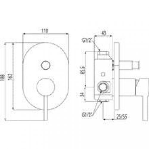 Robinet encastré 2 voies Alplus