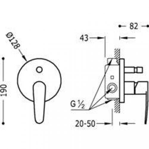 Robinet encastré 2 voies Flat-Tres