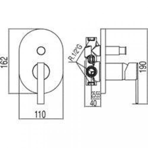Robinet encastré 2 voies Lex-Tres