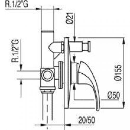 Robinet encastré 2 voies MONO-TRES 2000
