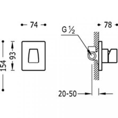 Robinet encastré de 1 voie CUB TRES SLIM