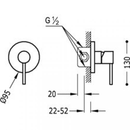 Robinet encastré de 1 voie TRES STUDY