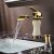 Robinet lavabo effet cascade avec bec et poignée dorés, style contemporain (Ti-PVD)