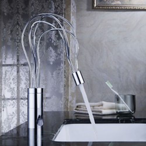 Robinet lavabo post moderne en laiton finition chrome