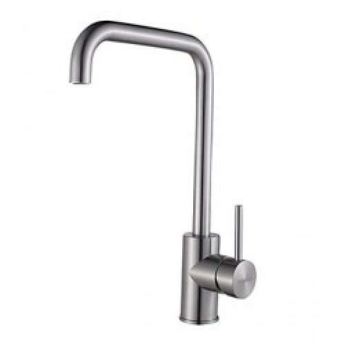 Robinet massif de cuisine fini en chrome et muni d’une seule poignée