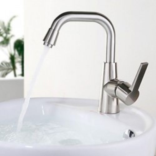 Robinet massif de cuisine fini en nickel (poignée unique)