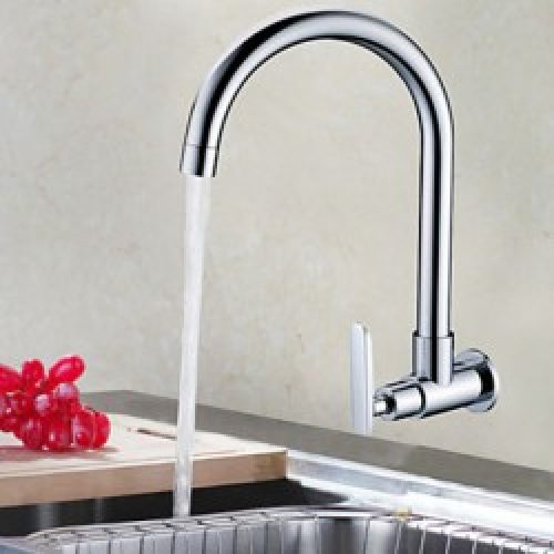 Robinet massif de cuisine à fixation murale muni d’une seule poignée, robinet de style contemporain