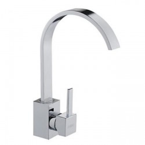 Robinet massif de cuisine, robinet à poignée unique fini en chrome pour un style contemporain