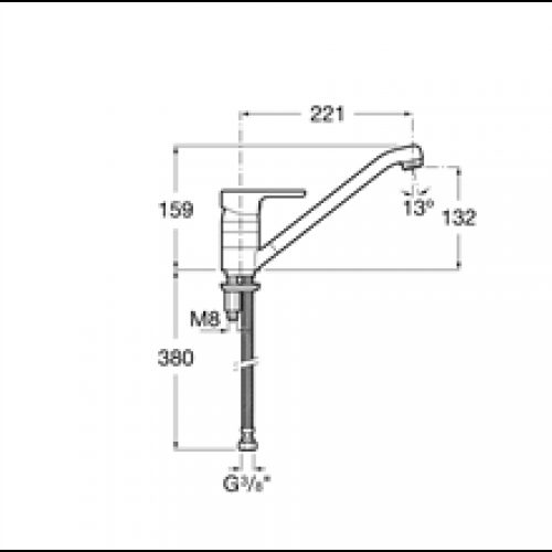 Robinet mitigeur de cuisine bec central L20 Roca